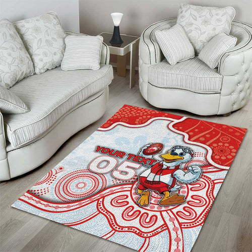 Custom Swans Football Area Rug Aboriginal Dot Art Pattern