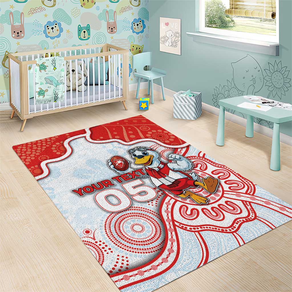 Custom Swans Football Area Rug Aboriginal Dot Art Pattern
