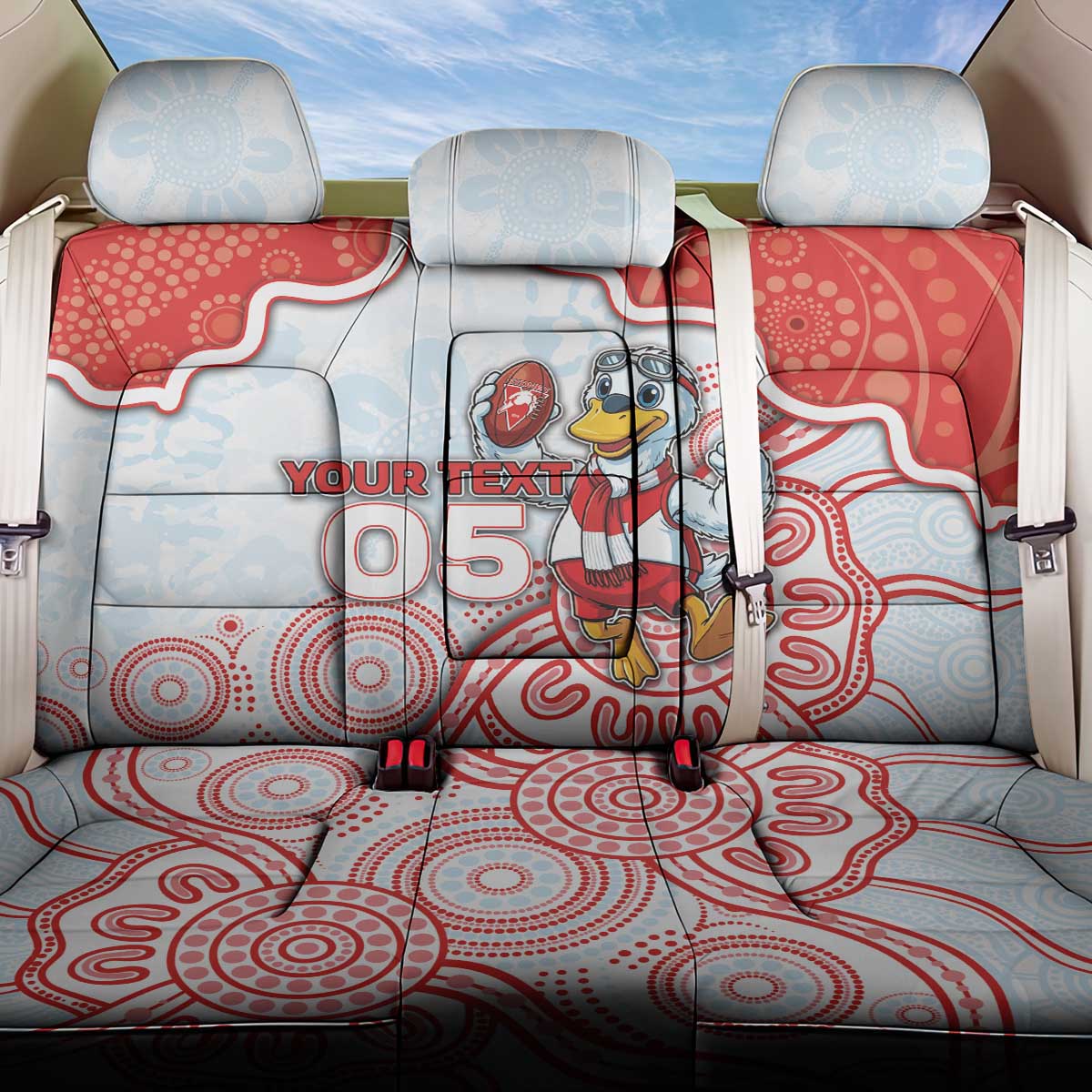 Custom Swans Football Back Car Seat Cover Aboriginal Dot Art Pattern