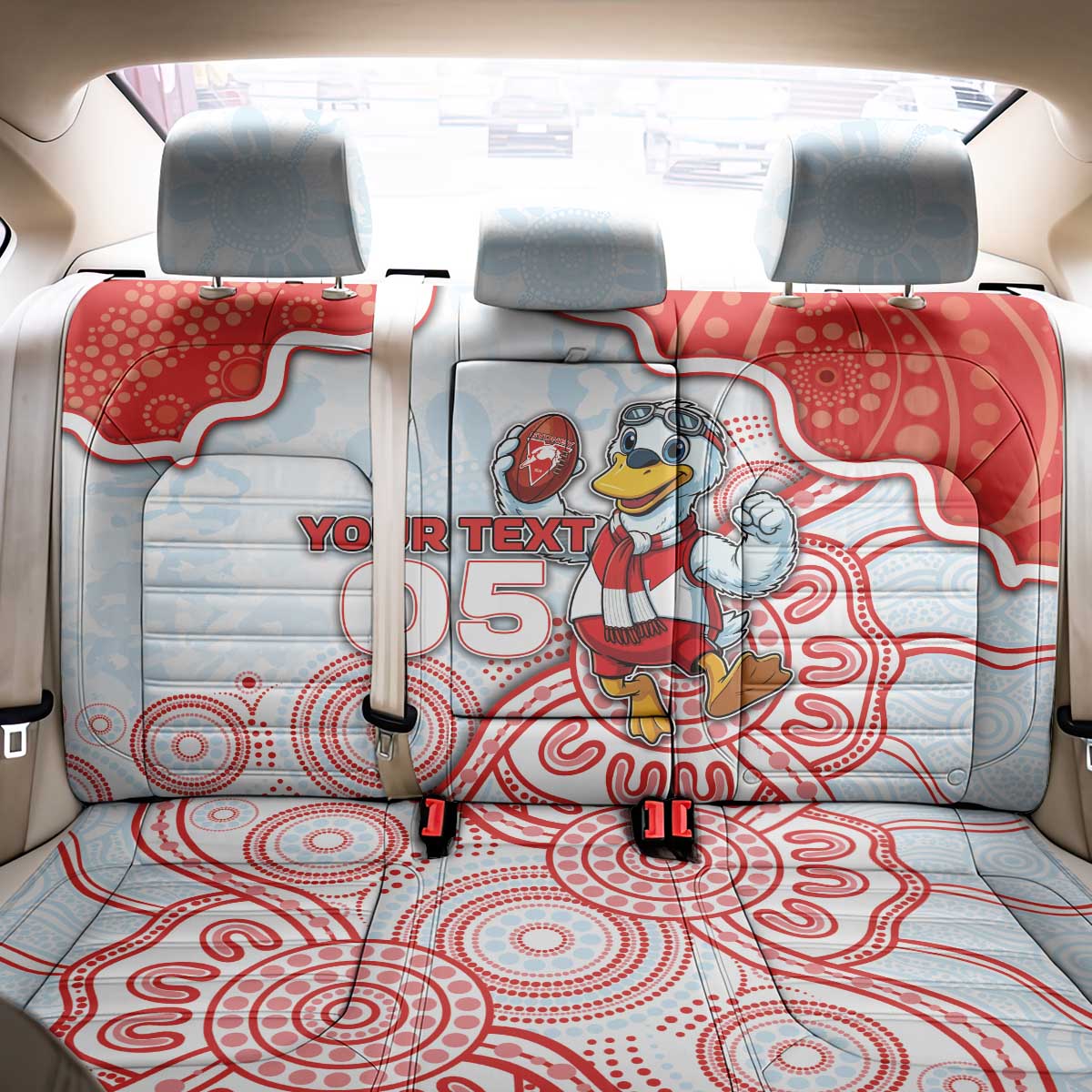 Custom Swans Football Back Car Seat Cover Aboriginal Dot Art Pattern