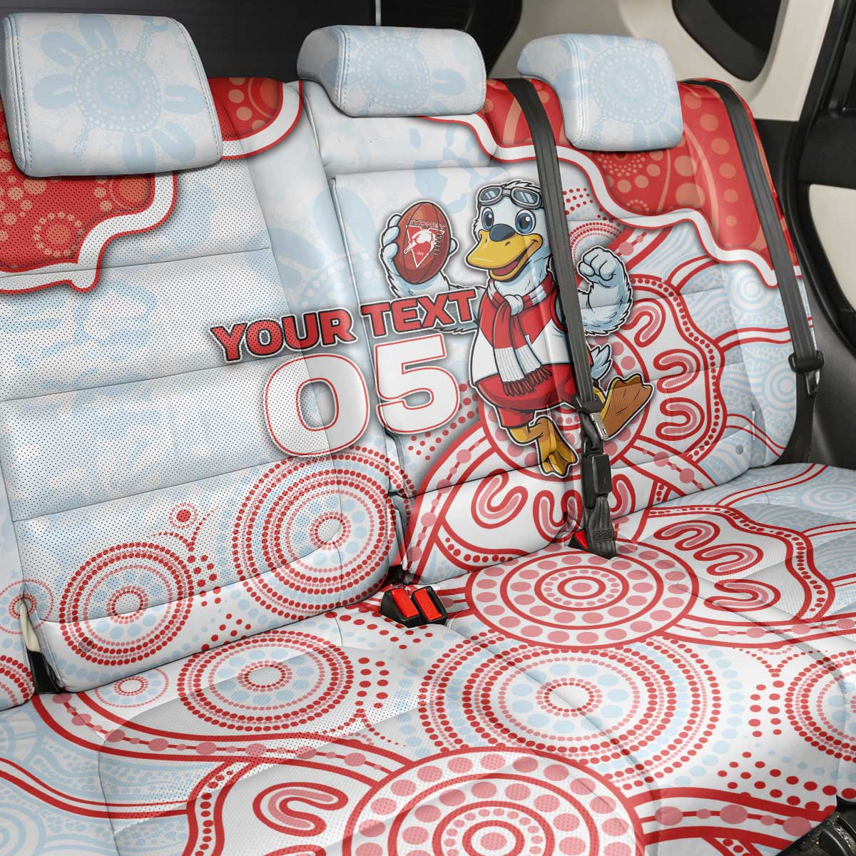 Custom Swans Football Back Car Seat Cover Aboriginal Dot Art Pattern