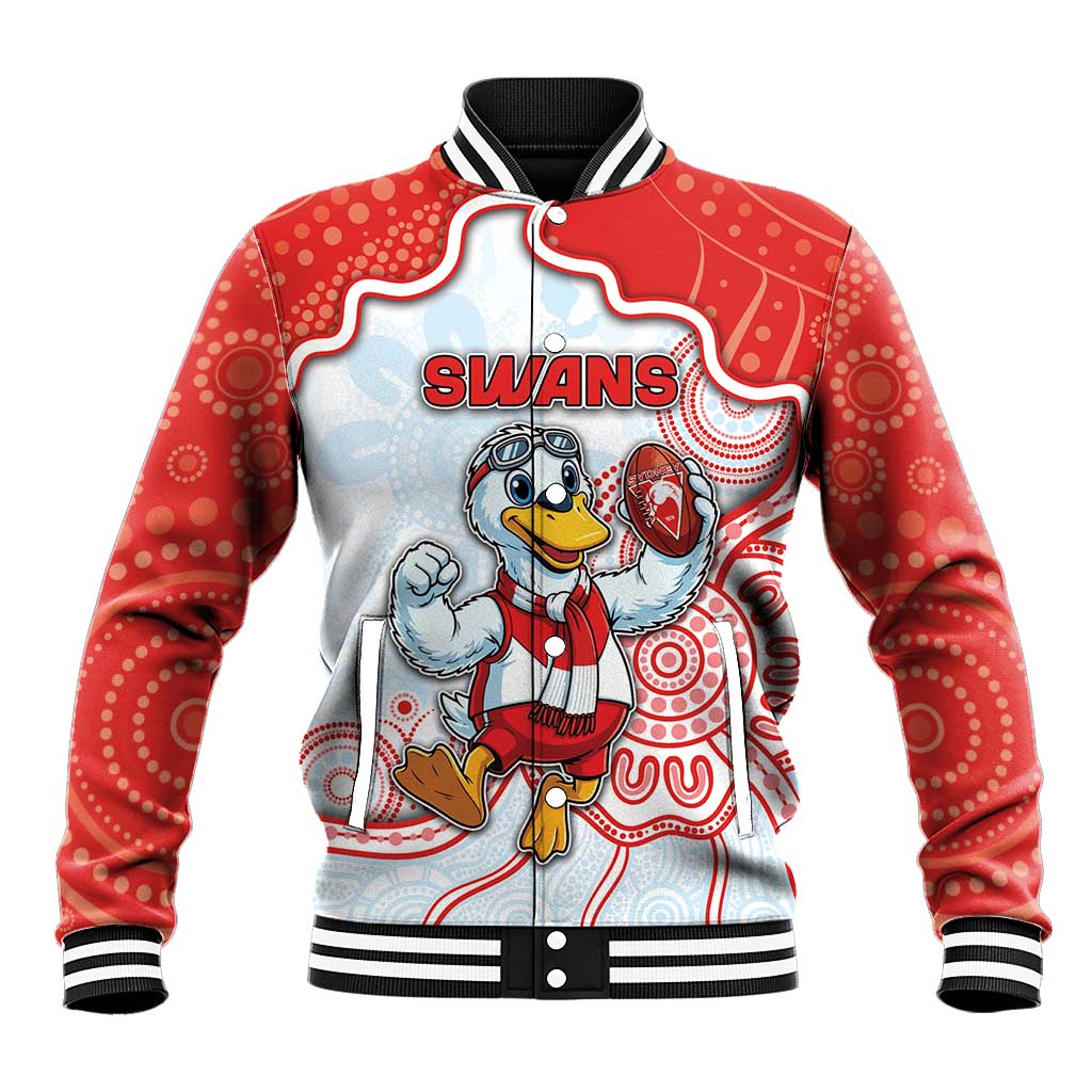Custom Swans Football Baseball Jacket Aboriginal Dot Art Pattern