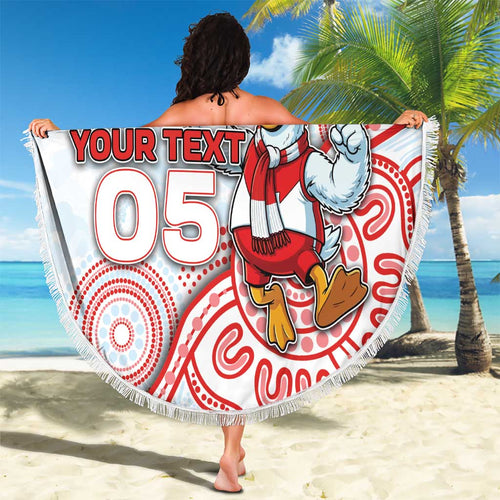 Custom Swans Football Beach Blanket Aboriginal Dot Art Pattern