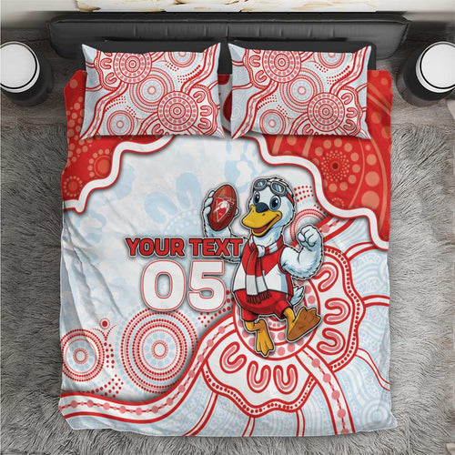 Custom Swans Football Bedding Set Aboriginal Dot Art Pattern