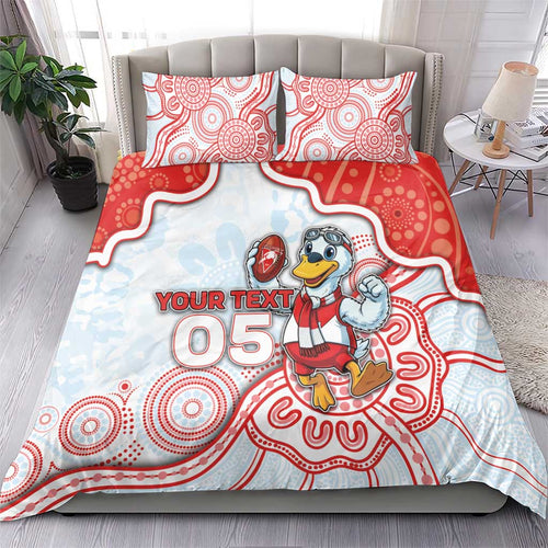 Custom Swans Football Bedding Set Aboriginal Dot Art Pattern