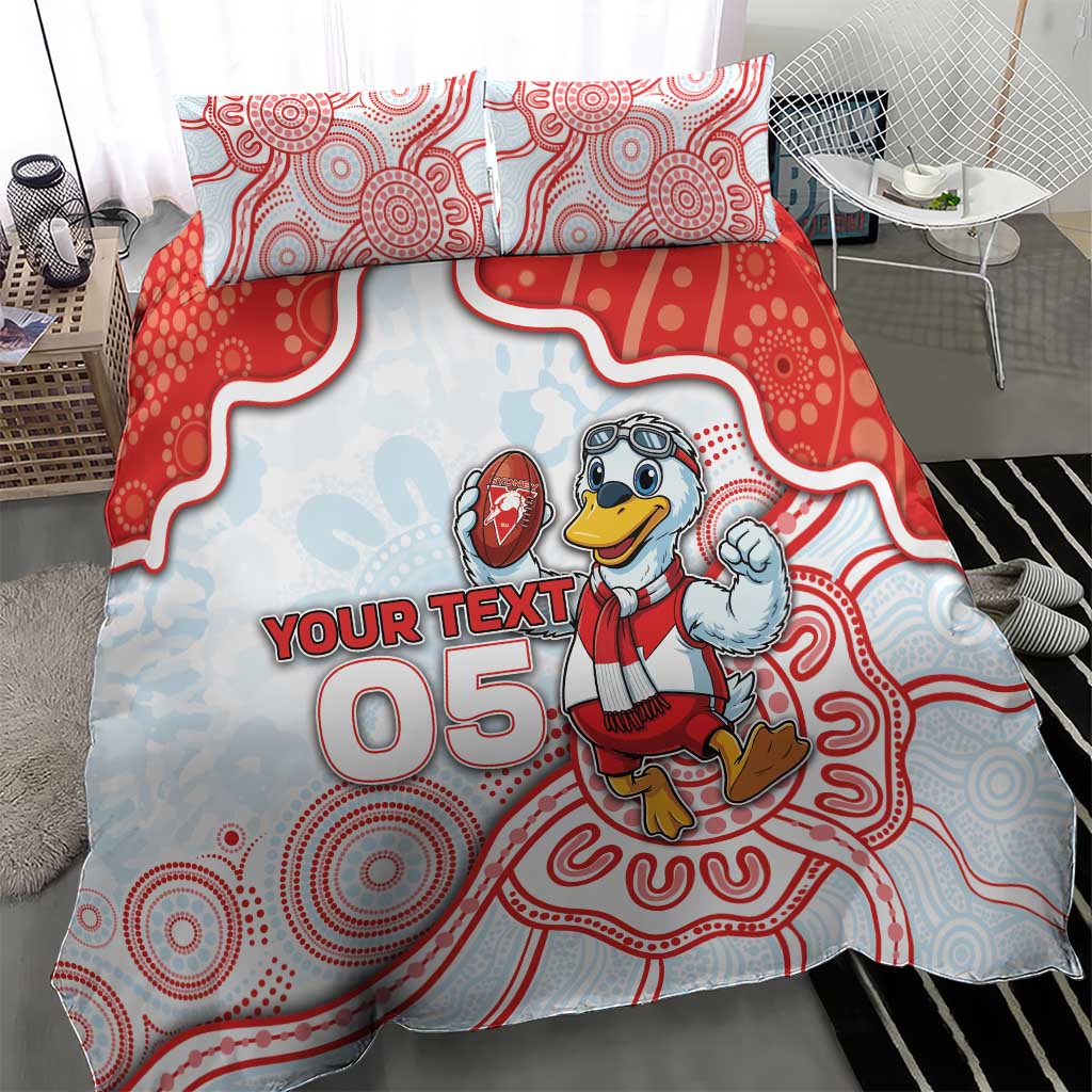 Custom Swans Football Bedding Set Aboriginal Dot Art Pattern