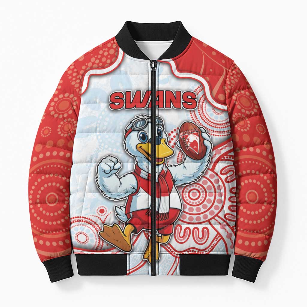 Custom Swans Football Bomber Puffer Jacket Aboriginal Dot Art Pattern