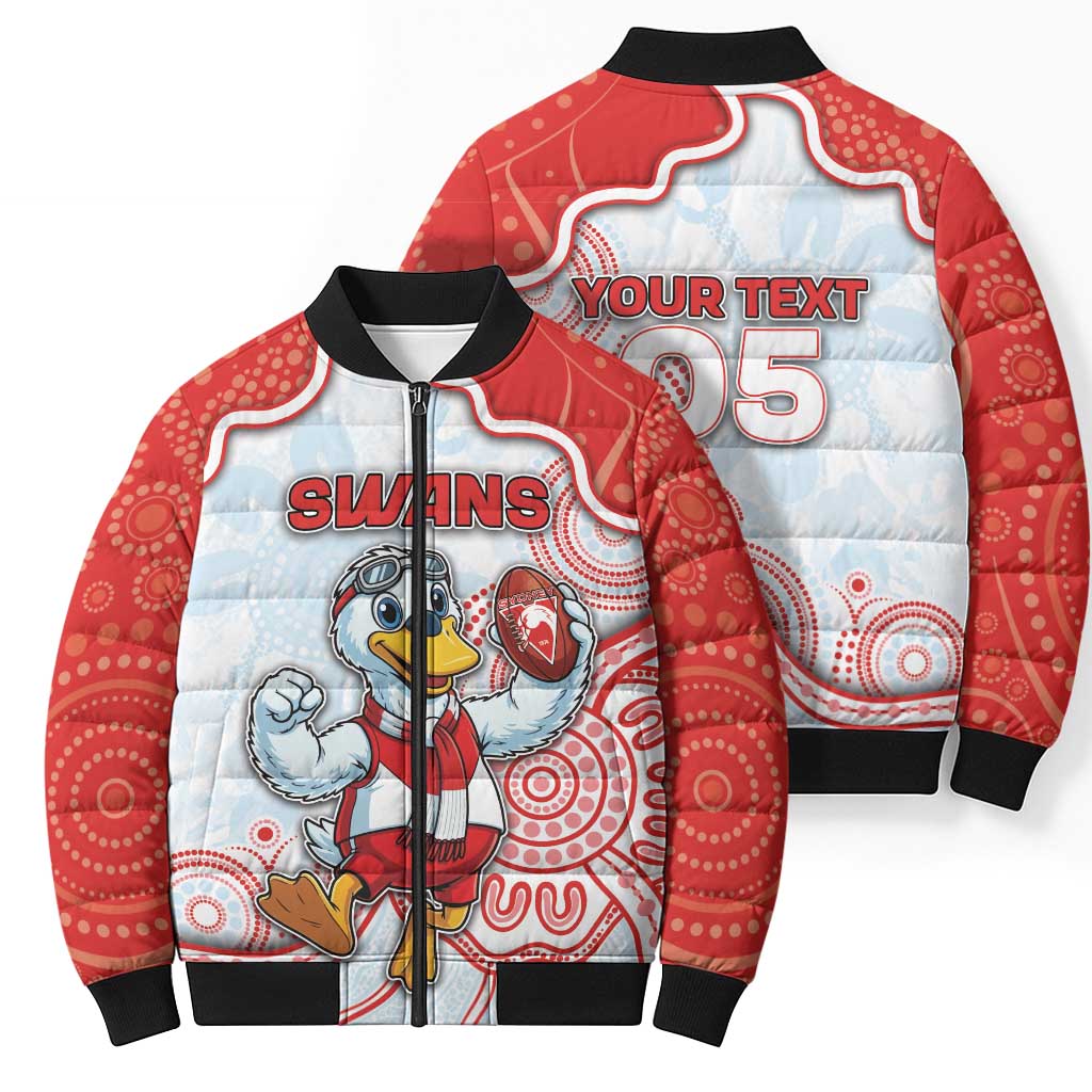 Custom Swans Football Bomber Puffer Jacket Aboriginal Dot Art Pattern