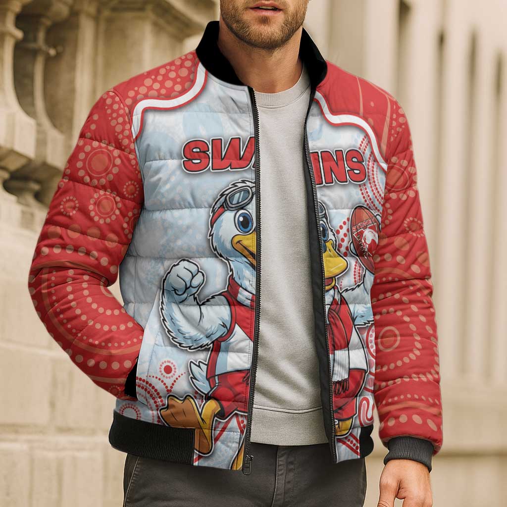Custom Swans Football Bomber Puffer Jacket Aboriginal Dot Art Pattern