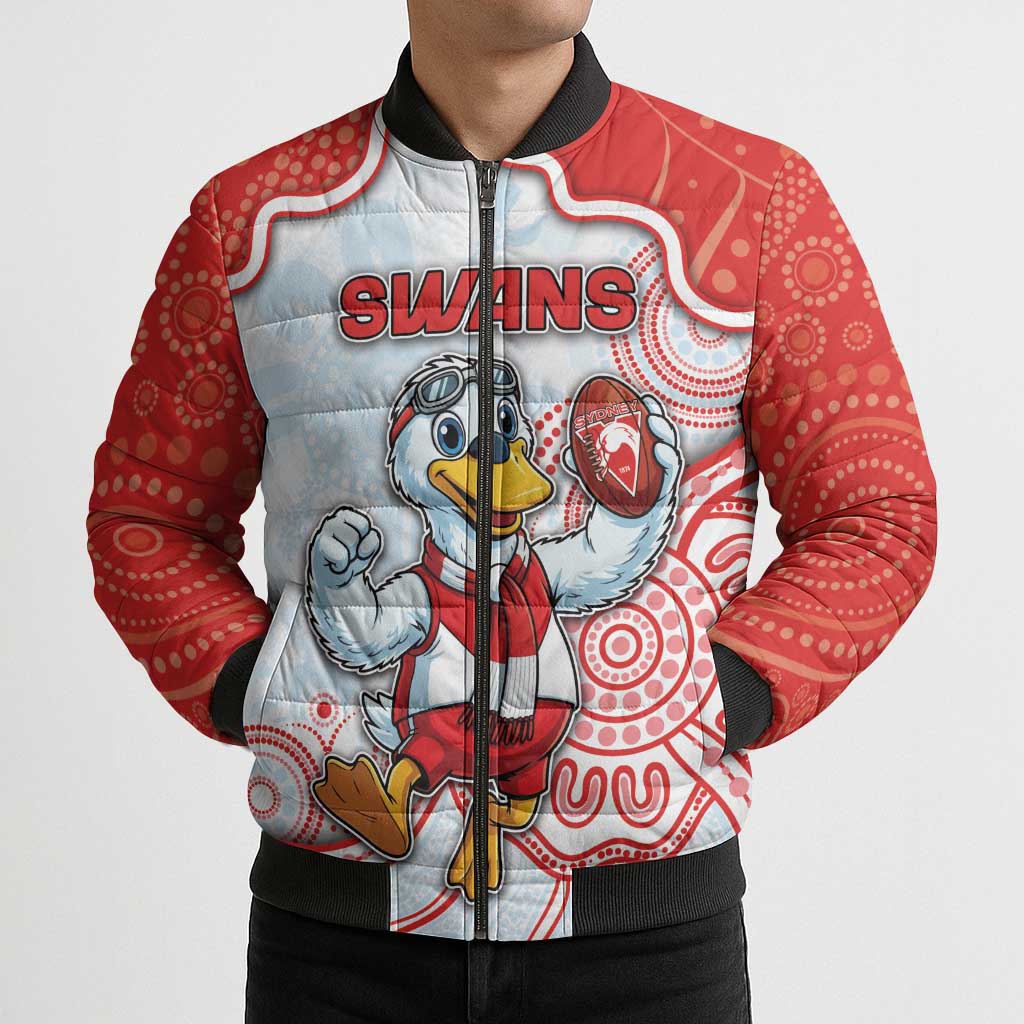 Custom Swans Football Bomber Puffer Jacket Aboriginal Dot Art Pattern