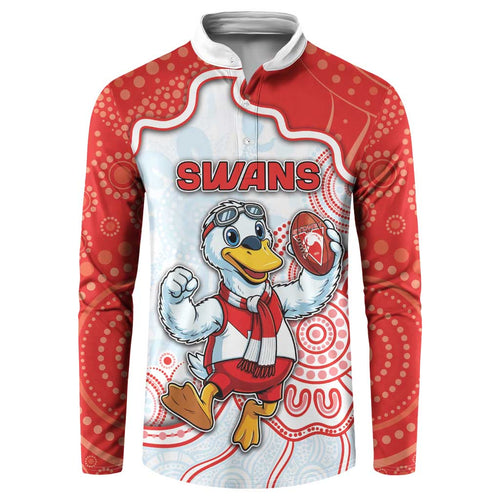 Custom Swans Football Button Sweatshirt Aboriginal Dot Art Pattern