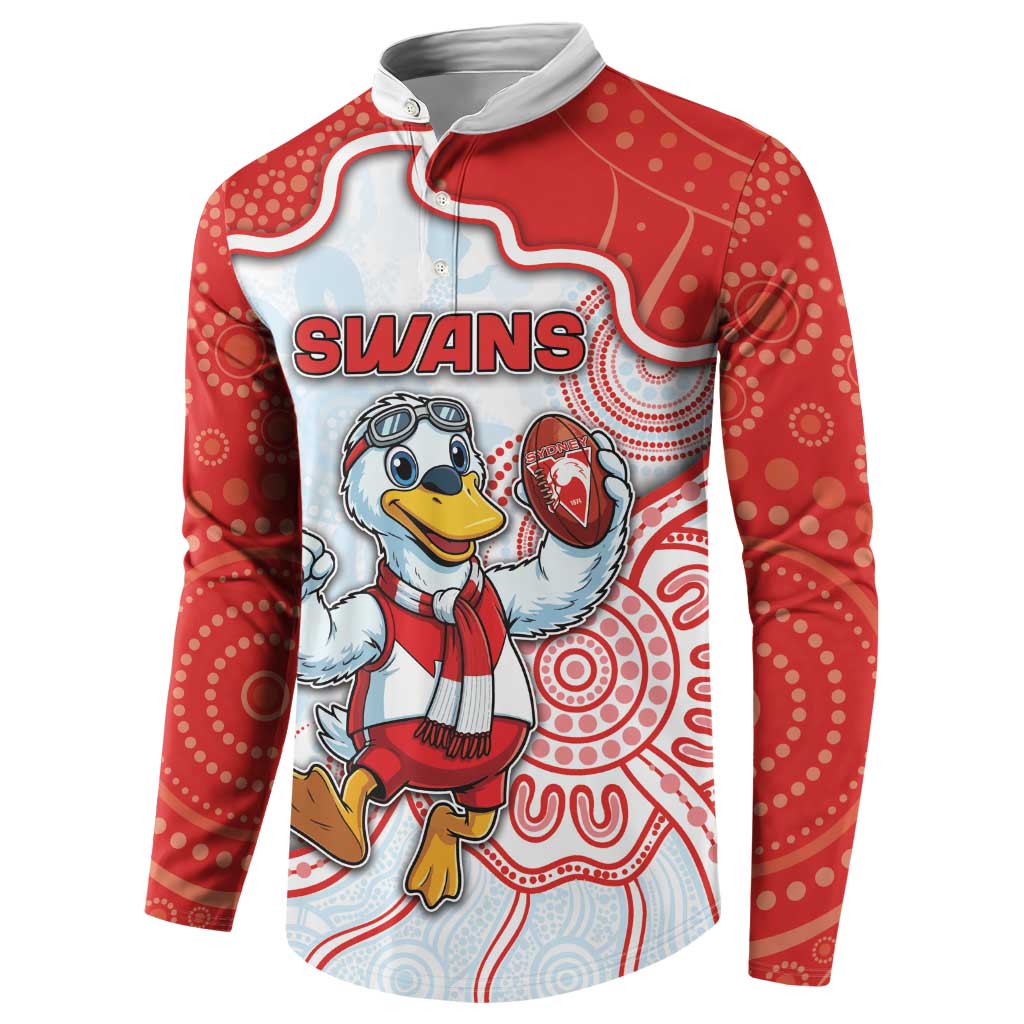 Custom Swans Football Button Sweatshirt Aboriginal Dot Art Pattern