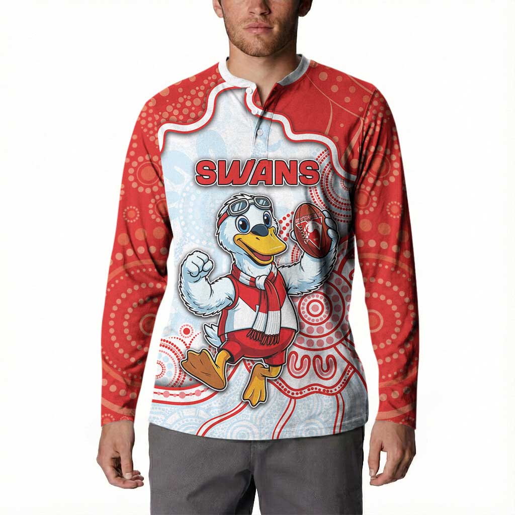 Custom Swans Football Button Sweatshirt Aboriginal Dot Art Pattern