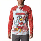 Custom Swans Football Button Sweatshirt Aboriginal Dot Art Pattern