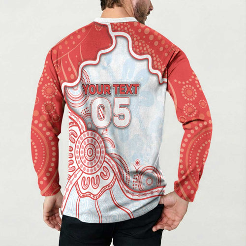 Custom Swans Football Button Sweatshirt Aboriginal Dot Art Pattern