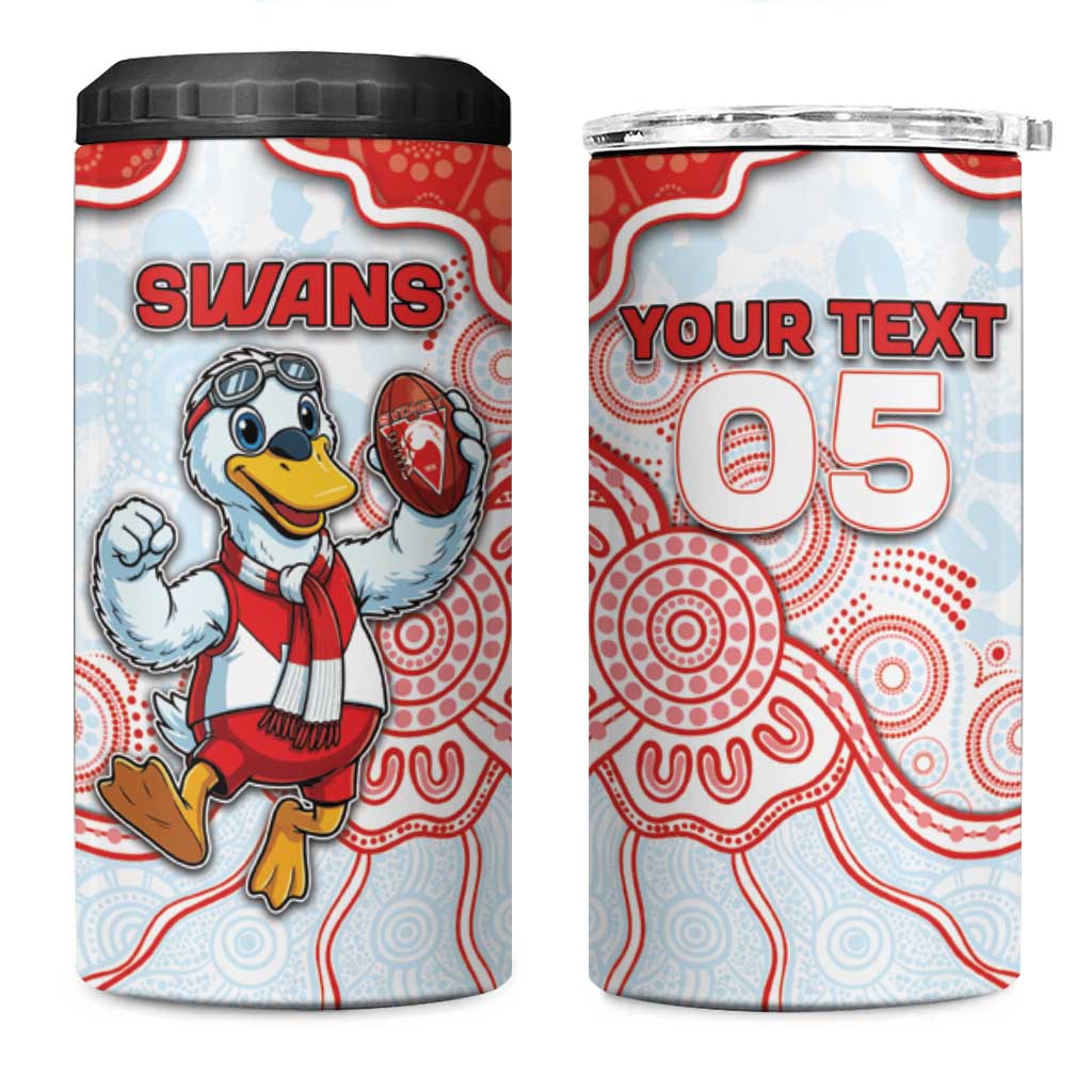 Custom Swans Football 4 in 1 Can Cooler Tumbler Aboriginal Dot Art Pattern