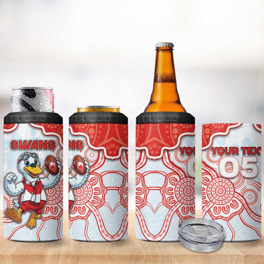Custom Swans Football 4 in 1 Can Cooler Tumbler Aboriginal Dot Art Pattern