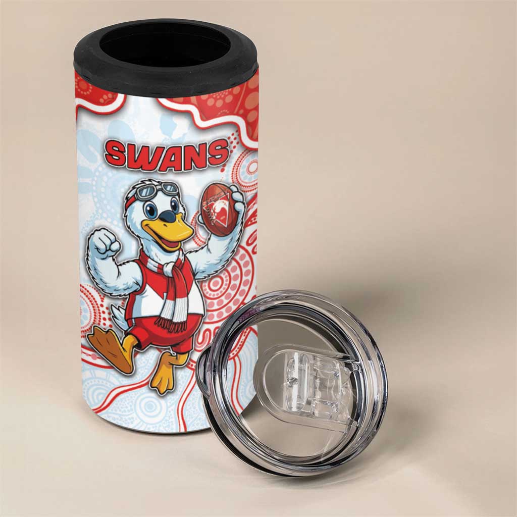 Custom Swans Football 4 in 1 Can Cooler Tumbler Aboriginal Dot Art Pattern