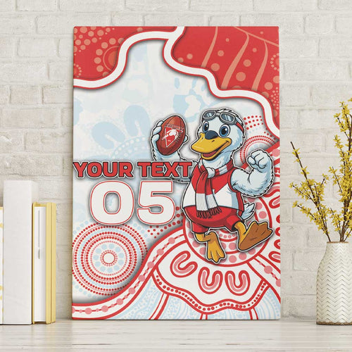 Custom Swans Football Canvas Wall Art Aboriginal Dot Art Pattern