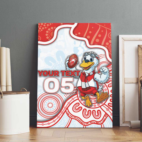 Custom Swans Football Canvas Wall Art Aboriginal Dot Art Pattern
