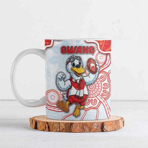 Custom Swans Football Ceramic Mug Aboriginal Dot Art Pattern