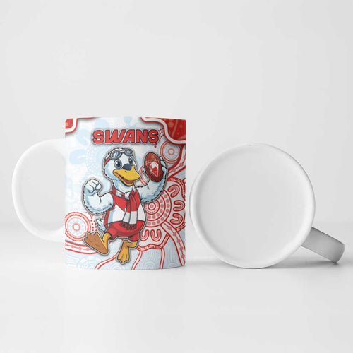 Custom Swans Football Ceramic Mug Aboriginal Dot Art Pattern