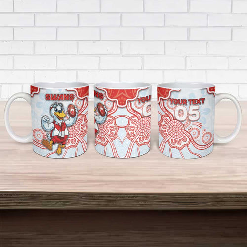 Custom Swans Football Ceramic Mug Aboriginal Dot Art Pattern