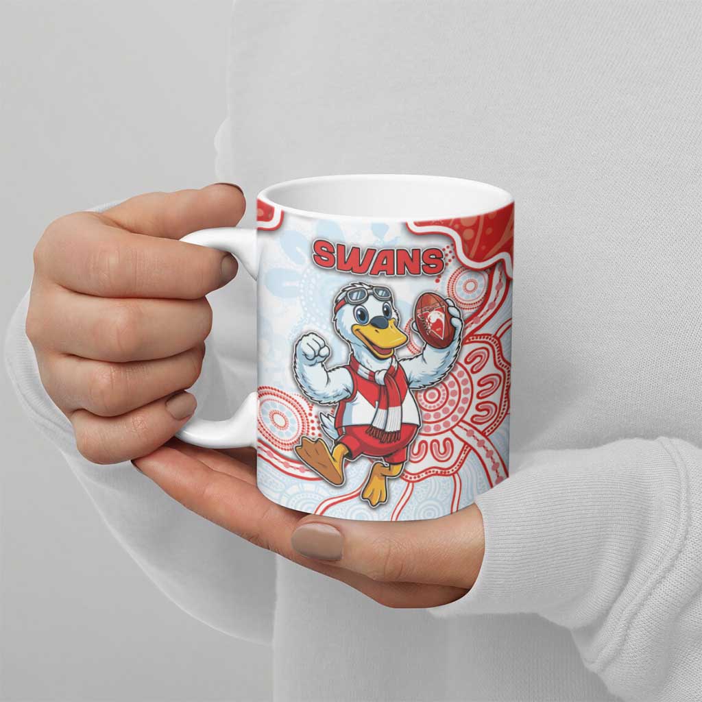 Custom Swans Football Ceramic Mug Aboriginal Dot Art Pattern