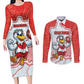 Custom Swans Football Couples Matching Long Sleeve Bodycon Dress and Long Sleeve Button Shirt Aboriginal Dot Art Pattern