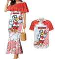 Custom Swans Football Couples Matching Mermaid Dress and Hawaiian Shirt Aboriginal Dot Art Pattern