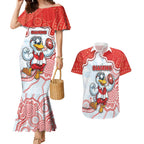 Custom Swans Football Couples Matching Mermaid Dress and Hawaiian Shirt Aboriginal Dot Art Pattern
