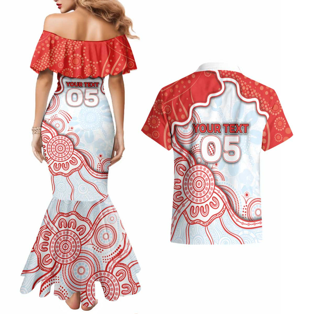 Custom Swans Football Couples Matching Mermaid Dress and Hawaiian Shirt Aboriginal Dot Art Pattern