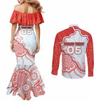 Custom Swans Football Couples Matching Mermaid Dress and Long Sleeve Button Shirt Aboriginal Dot Art Pattern