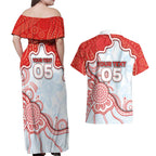 Custom Swans Football Couples Matching Off Shoulder Maxi Dress and Hawaiian Shirt Aboriginal Dot Art Pattern