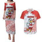 Custom Swans Football Couples Matching Puletasi and Hawaiian Shirt Aboriginal Dot Art Pattern