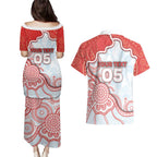 Custom Swans Football Couples Matching Puletasi and Hawaiian Shirt Aboriginal Dot Art Pattern
