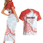 Custom Swans Football Couples Matching Short Sleeve Bodycon Dress and Hawaiian Shirt Aboriginal Dot Art Pattern