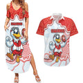 Custom Swans Football Couples Matching Summer Maxi Dress and Hawaiian Shirt Aboriginal Dot Art Pattern