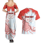 Custom Swans Football Couples Matching Summer Maxi Dress and Hawaiian Shirt Aboriginal Dot Art Pattern