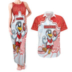 Custom Swans Football Couples Matching Tank Maxi Dress and Hawaiian Shirt Aboriginal Dot Art Pattern