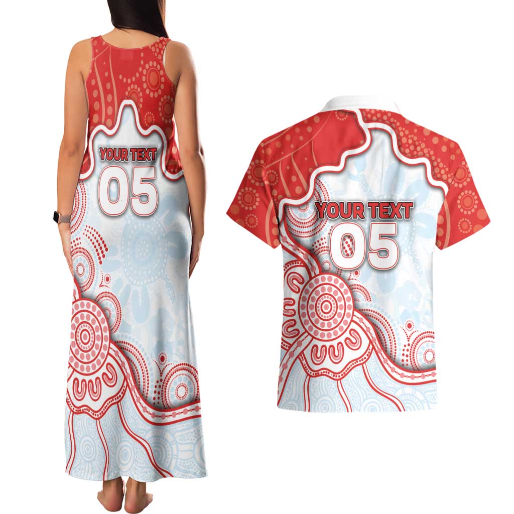 Custom Swans Football Couples Matching Tank Maxi Dress and Hawaiian Shirt Aboriginal Dot Art Pattern
