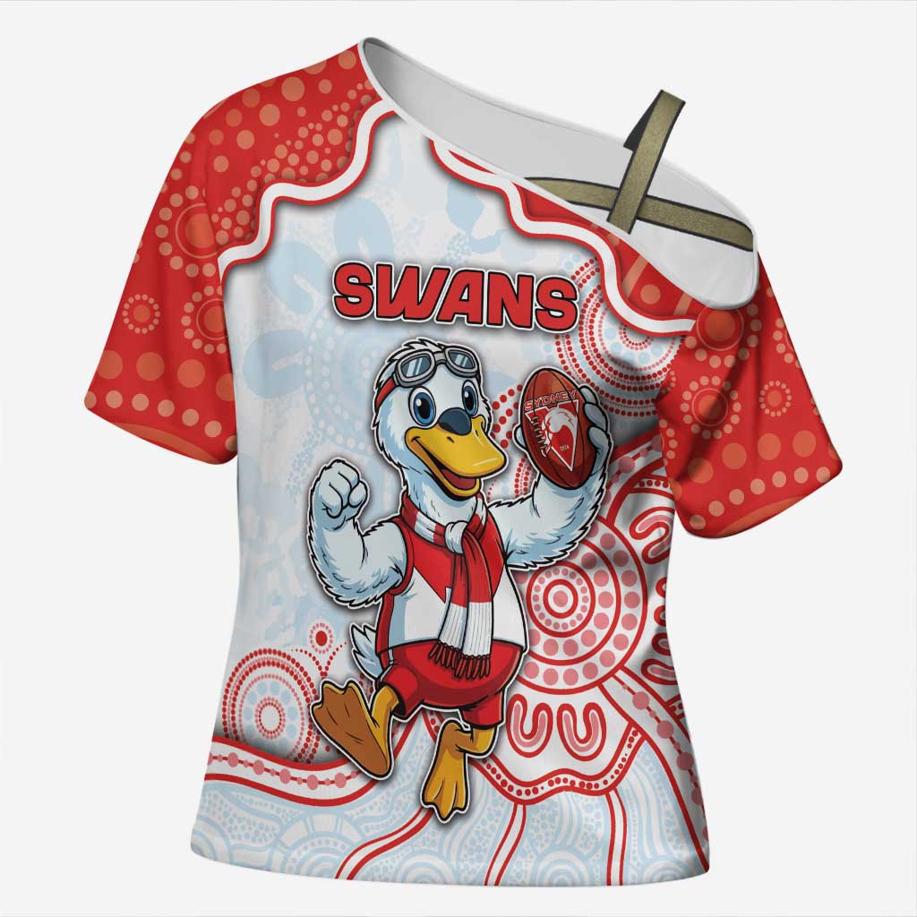 Custom Swans Football Cross Shoulder Shirt Aboriginal Dot Art Pattern
