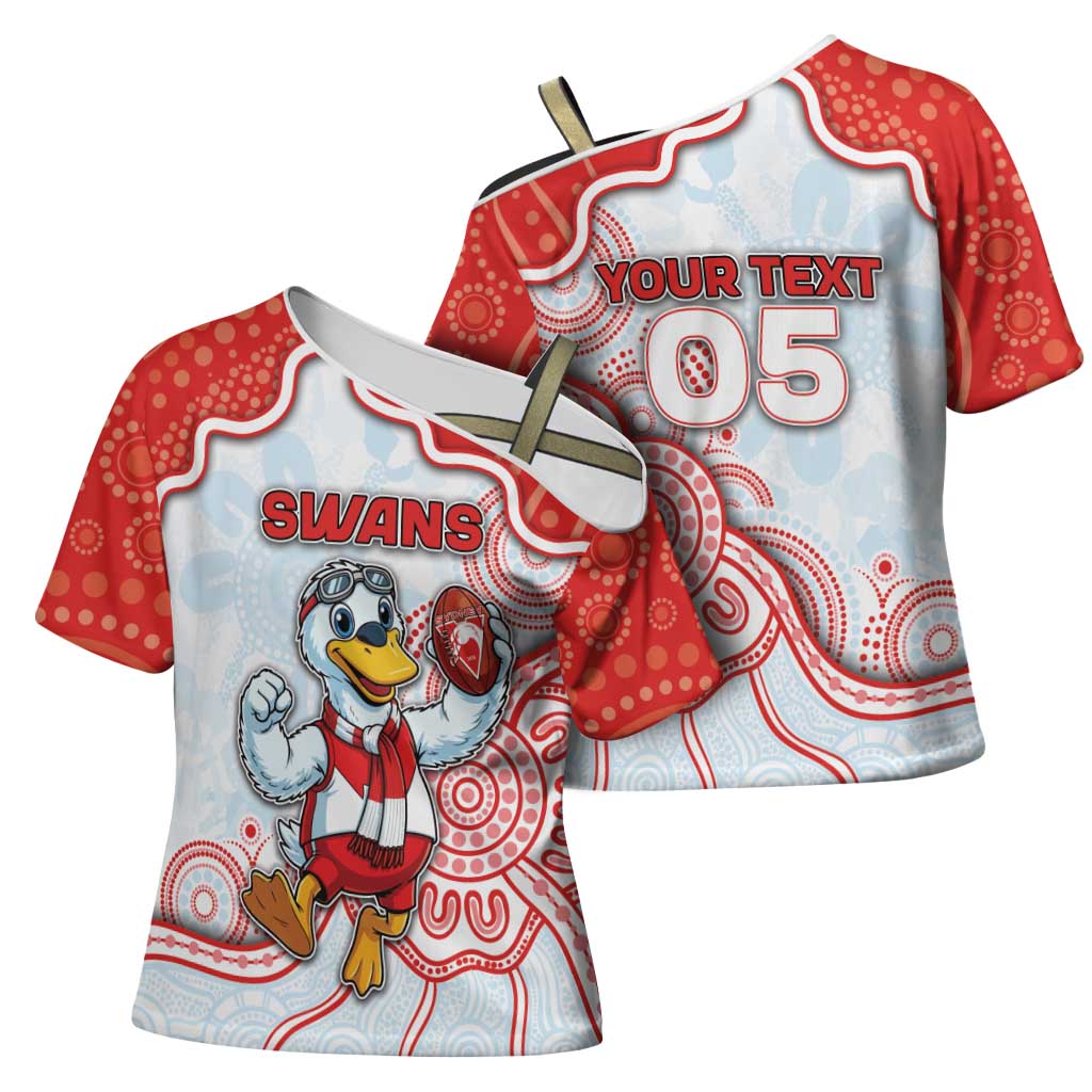 Custom Swans Football Cross Shoulder Shirt Aboriginal Dot Art Pattern