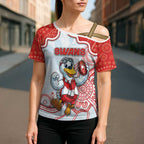 Custom Swans Football Cross Shoulder Shirt Aboriginal Dot Art Pattern