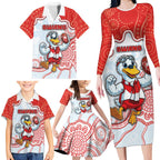 Custom Swans Football Family Matching Long Sleeve Bodycon Dress and Hawaiian Shirt Aboriginal Dot Art Pattern