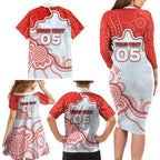 Custom Swans Football Family Matching Long Sleeve Bodycon Dress and Hawaiian Shirt Aboriginal Dot Art Pattern