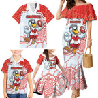 Custom Swans Football Family Matching Mermaid Dress and Hawaiian Shirt Aboriginal Dot Art Pattern