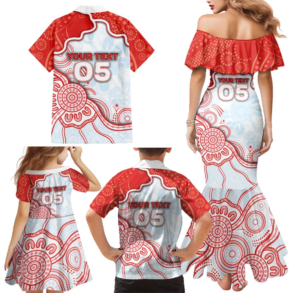 Custom Swans Football Family Matching Mermaid Dress and Hawaiian Shirt Aboriginal Dot Art Pattern