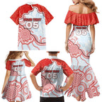 Custom Swans Football Family Matching Mermaid Dress and Hawaiian Shirt Aboriginal Dot Art Pattern