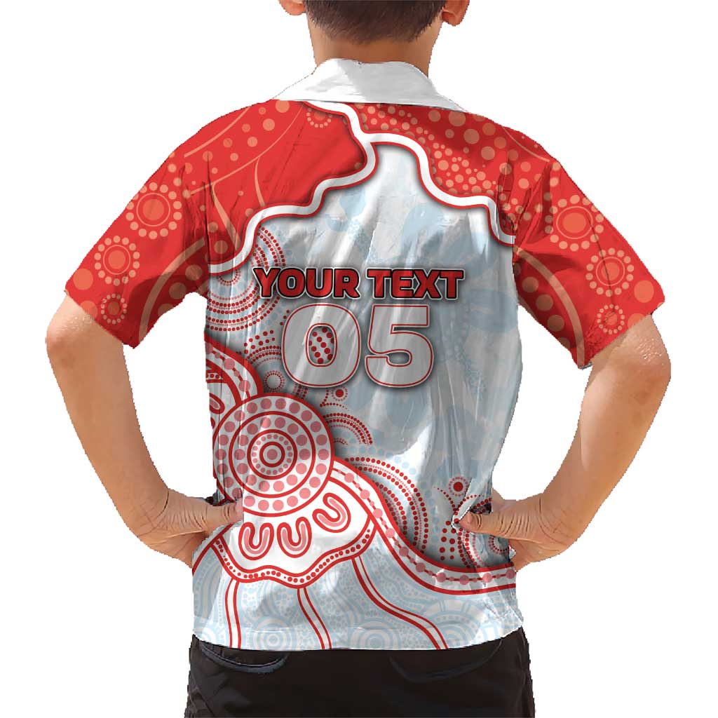 Custom Swans Football Family Matching Off The Shoulder Long Sleeve Dress and Hawaiian Shirt Aboriginal Dot Art Pattern